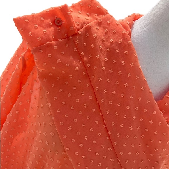 Sheer Orange Button Up Boho Collared Classic Beach Pool Kimono - Picture 4 of 7